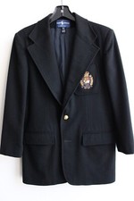 RALPH LAUREN Woman's Black Blazer w Crest Patch Size 6. Wool Cashmere Blend