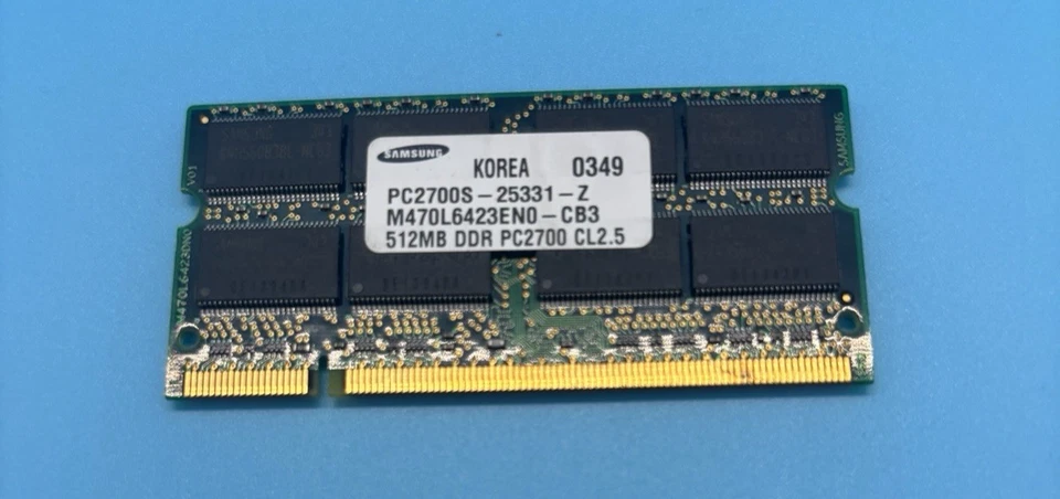 512MB DDR MEMORY 200-pin SODIMM PC-2700S CL2.5' Samsung M470L6423EN0-CB3 - Image 2 of 3