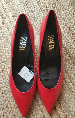 red leather kitten heels