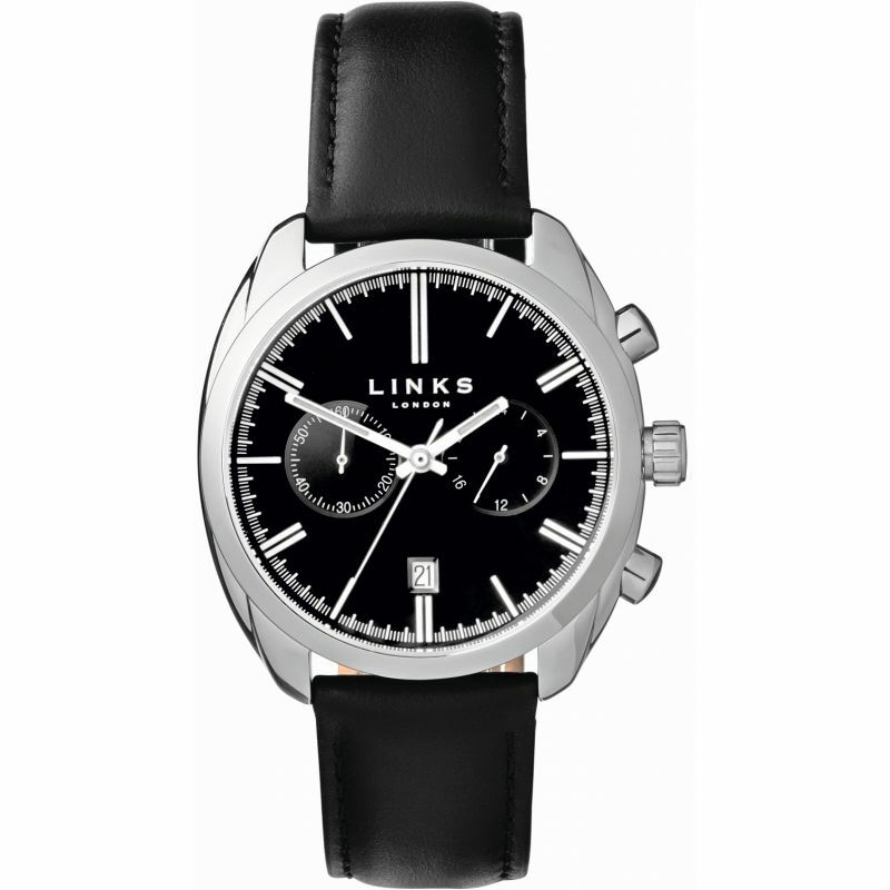LINKS OF LONDON Mens Black Silver Bloomsbury Chronograph LINKS OF LONDON Mens Black Silver Bloomsbury Chronograph