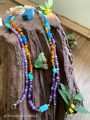 Baltic Amber Multi-Gemstone 42'' Necklace