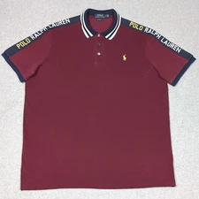 Polo Ralph Lauren Classic Fit Mesh Shirt Mens Large Shoulder Tape Burgundy