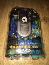 Coby Mini AM/FM DBBS Pocket Radio Gray/Silver, Neck Strap CX-7 New NIP