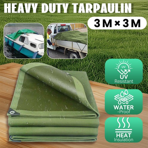 4 Sizes Heavy Duty Waterproof Canvas Tarp Tarpaulin Sun Blocked Dustproof Army - Picture 14 of 16