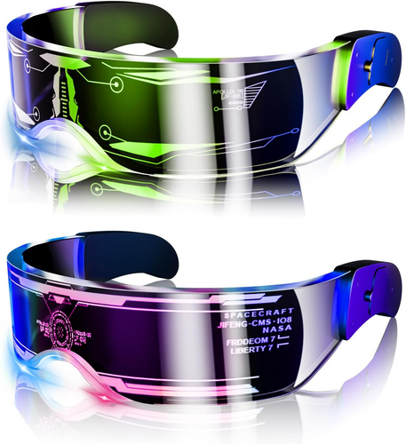 LED Visor Glasses, 2Pcs LED Light up Glasses Neon Luminous Glasses 7 Color 5 Mod - Picture 12 of 12