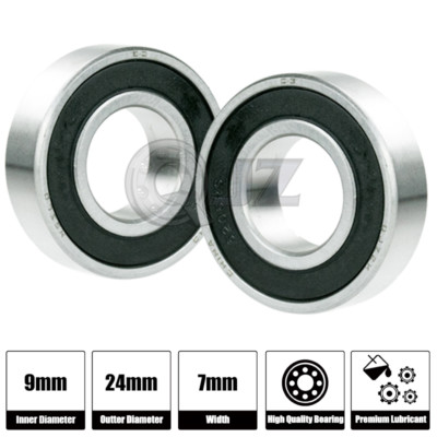 2x 609-2RS Ball Bearing 24mm x 9mm x 7mm 2RS RS QJZ Free Shipping Rubber