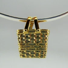 Sterling Silver SHOPPING BASKET Charm for Bracelet BROWN COUNTY Gold Vermeil