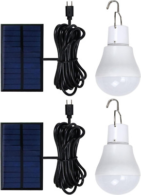 2 Bombillas Solares Recargable LED Focos Con Panel De Solar Luz Para Exteriores