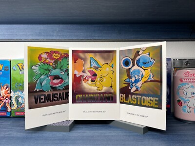Pokemon Postkarten Set 3 aus echtem Gemälde auf Leinwand Starter