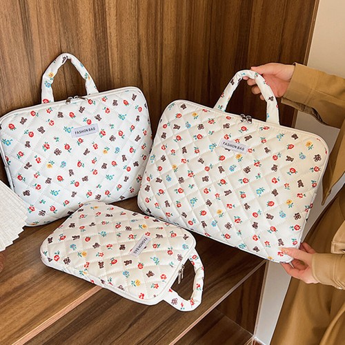 Cute Bear Pattern Laptop Case Quilted Notebook Case for 11-15 Inch Laptop Tablet - Bild 4 von 15