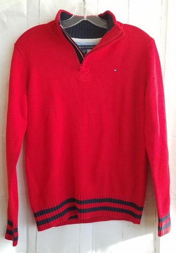 Tommy Hilfiger Boys Half Zip Sweater Pullover Sz lL XL Red A10 - Picture 2 of 10