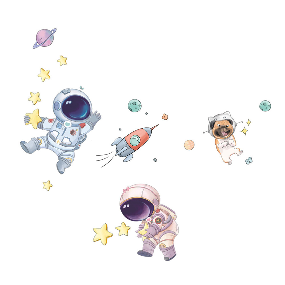2 Sets System Wall Decals Astronaut Sticker Stickers Durable Child eBay