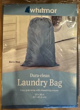 Whitmor 24x36 Dura Clean Laundry Bag BERRY BLUE DRAWSTRING CAMP COLLEGE DORM