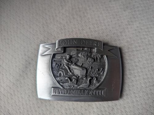 vintage 1990s belt buckle JOHN DEERE one millionth TRACTOR lawn mower PEWTER