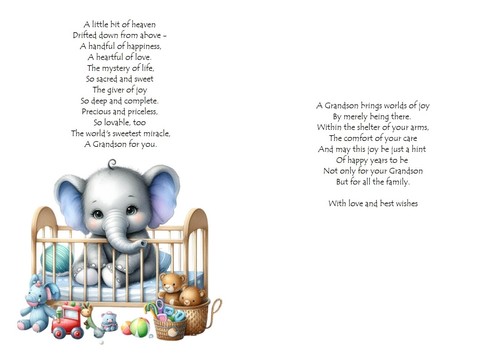 Congratulations On The Birth Of Your Precious Grandson A5 Card Baby Boy Birth - Picture 2 of 3