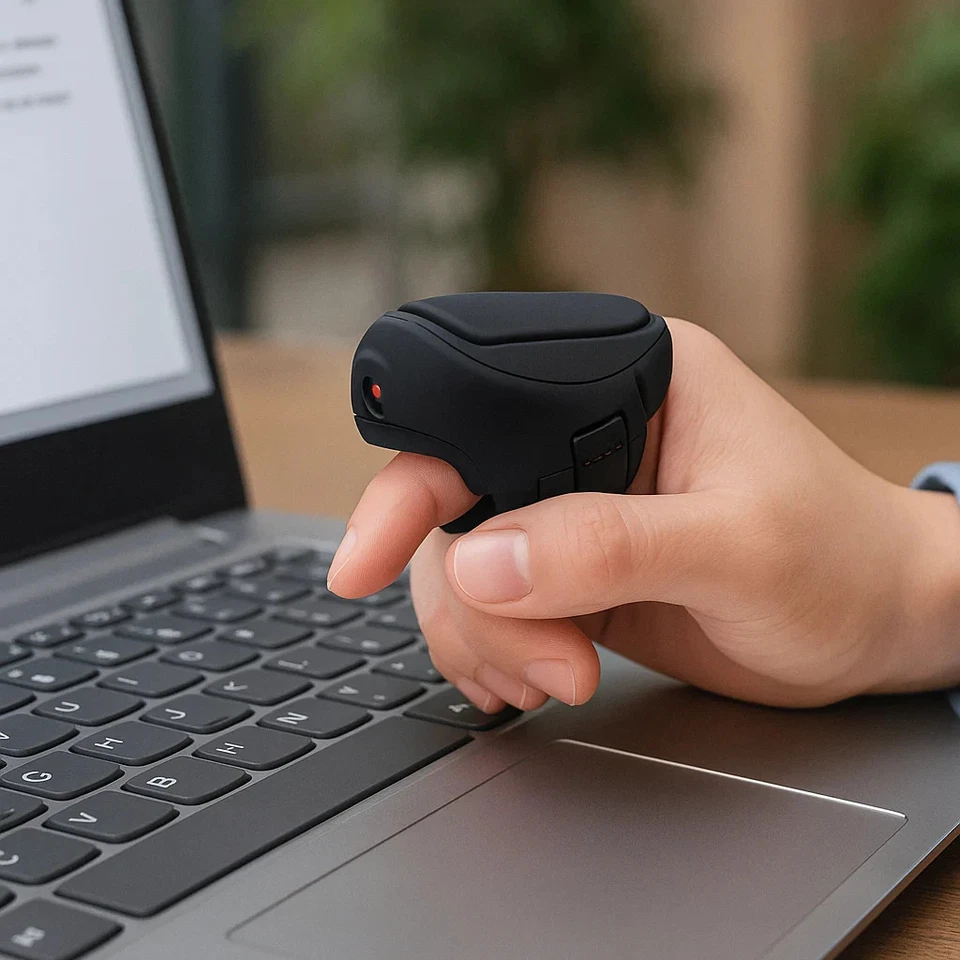 2.4GHz Wireless Finger Mouse Handheld Ergonomic Trackball USB for Laptop PC - Image 4 of 4