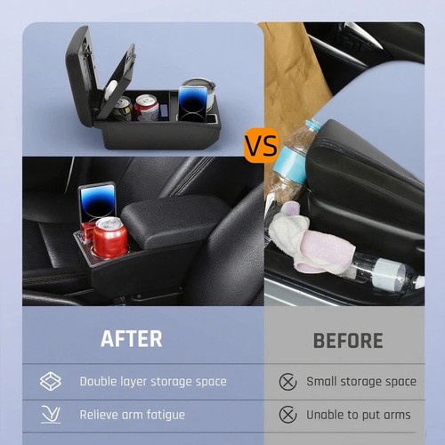 Armrest Box For Nissan Versa 2020-2024 Double Layer Storage Box With Cup Holder - Picture 7 of 9