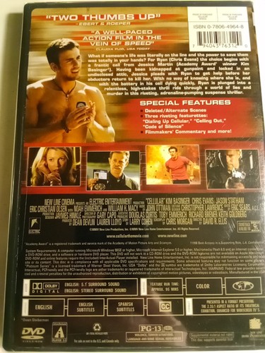 Cellular-Dvd Movie, Jason Statham, Kim Basinger, Brand New 2005 - Picture 2 of 3