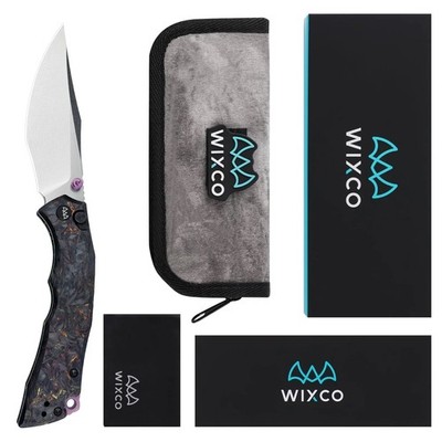 Wixco Jugger Folding Knife Black/Red/Yellow CF Handle N690 Plain