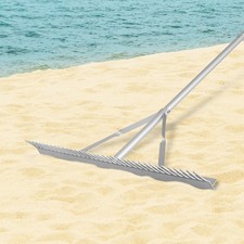 Wide Head Aluminum Landscape Rake 36 Tines Yard Garden Cleaning Tool