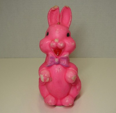 Vintage *Gurley* Large 7 1/2'' Pink Easter Bunny Rabbit Candle - Please Read