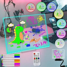 Fanrui White Board Dry Erase 20" x 16" 7 Colors Change Hanging/Desktop Clear ...