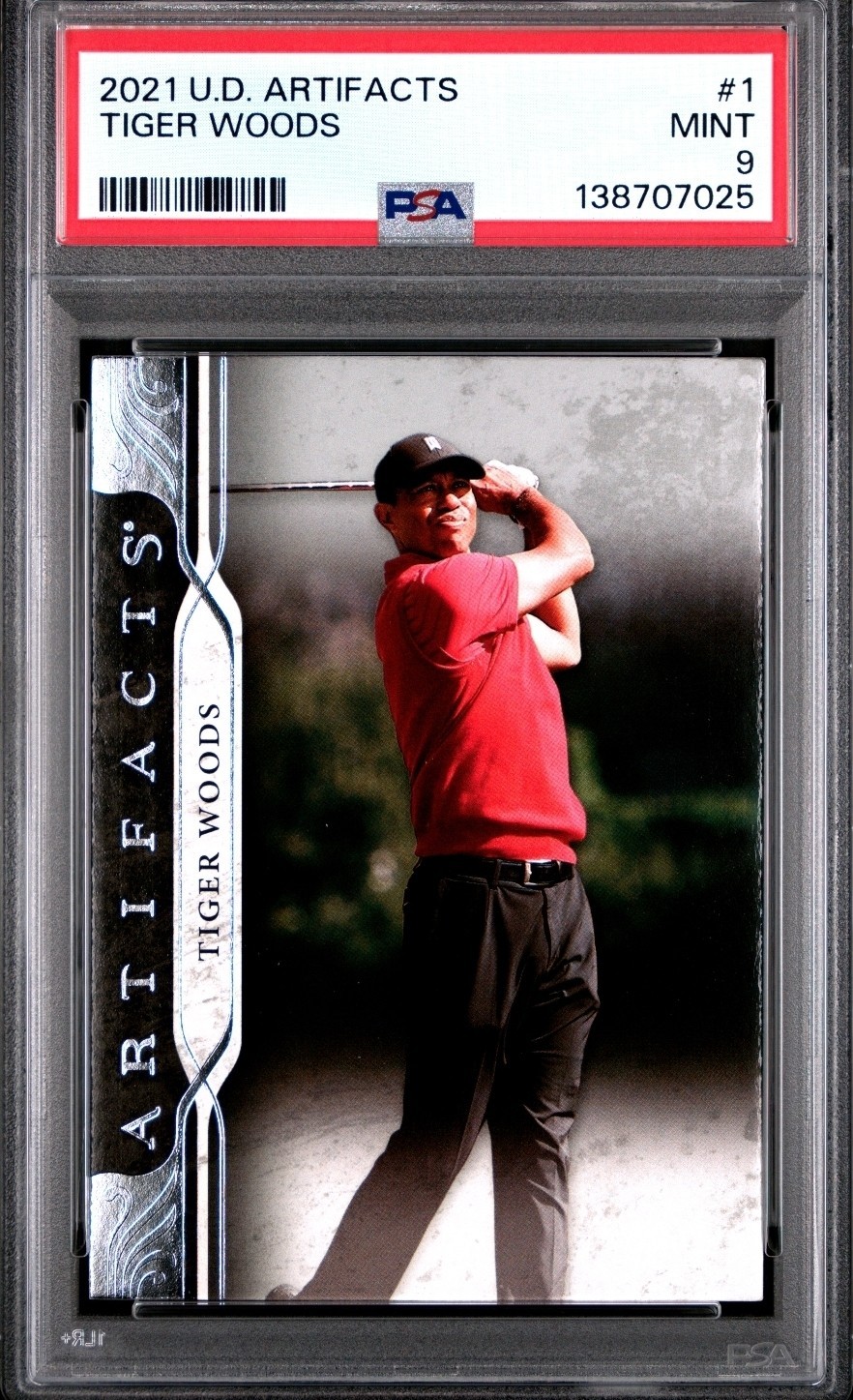 🐯 Tiger WOODS PSA 9 2021 Upper Deck Artifacts #1 POP 9 🔥 Mint