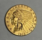 AU 1913 Indian Head Gold Quarter Eagle (all original!) U.S. $2.50 Almost UNC