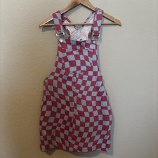 Forever 21 Juniors Pink Blue Check Overall Dress Size Small