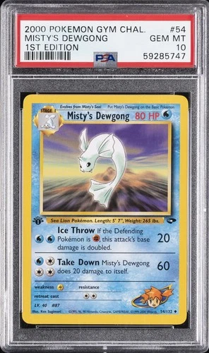 2000 POKEMON GYM CHALLENGE 1ST EDITION #54 MISTY'S DEWGONG PSA 10