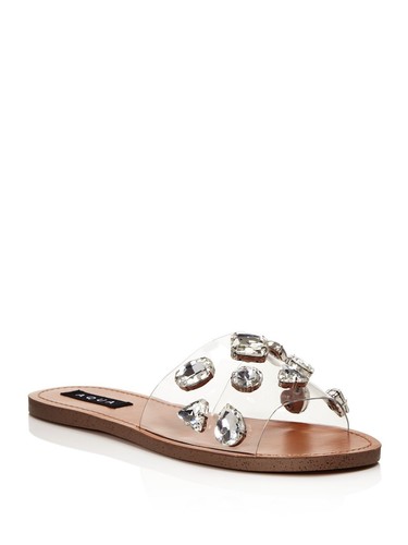 AQUA Womens Clear Translucent Strap Twink Round Toe Slip On Slide Sandals 6 M - Picture 5 of 11