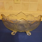 Vintage Footed Fruit Bowl With Gold Trim And Leaf Patterns