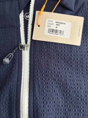 Peter Millar M Golf Vest Crown Sport Performance Seersucker Navy Blue $200 - Picture 7 of 9