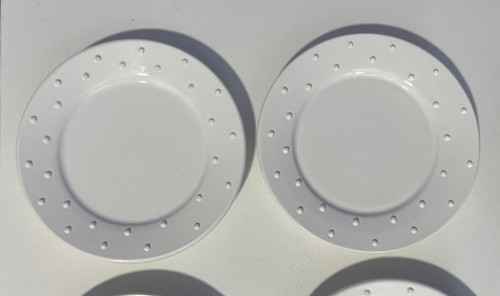 Set of 4 Cute Round 5" White Dotted Edge Pillar Candle Plates 06333 - Picture 5 of 11