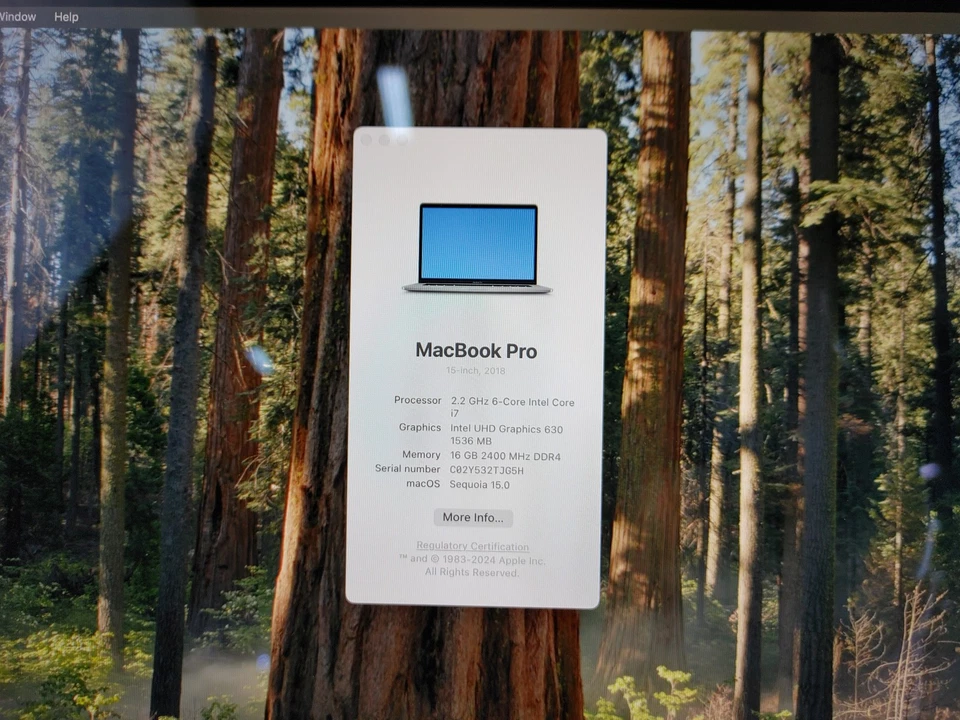 Apple MacBook Pro A1990 Core i7-8750H 2,20 ГГц 16 GB DDR4 256 GB NVMe macOS - Изображение 2 из 4