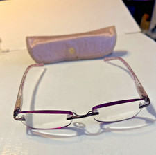 Foster Grant magnivision Daniella purple reading glasses rimless 2.50 w case