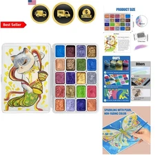 Watercolor Paint Set 20 Colors Shifting Metallic Glitter Shimmer For Artists