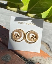 NEW Tory Burch Gold Tone Stud Earrings Must-Have Chic Simple Jewelry