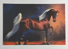 POSTCARD BEAUTIFUL CHESTNUT SADDLEBRED NAMED PENTAGON HORSE ART 4”x6”