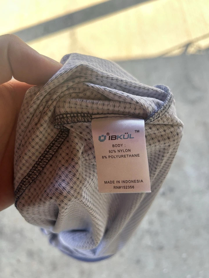 Camisa Polo Ibkul Mujer Grande Azul Blanco Manga Larga Pullover Golf Exterior Foto 4 de 4