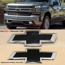 2022+ Grille & Tailgate Bowtie Emblem for Chevrolet Silverado 1500 Chrome Black