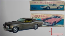 1960's Japanese Tin Friction Ford Mustang Mach 1 w/ Original Box