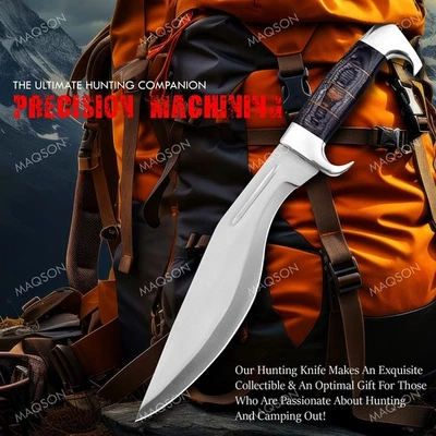 MAQSON XXL Bowie Messer 440A Stahl Bestpreis Damast Messer Outdoor Camping maq3100