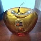 Vintage BLENKO Art Glass Amber Apple Paperweight MCM Heavy