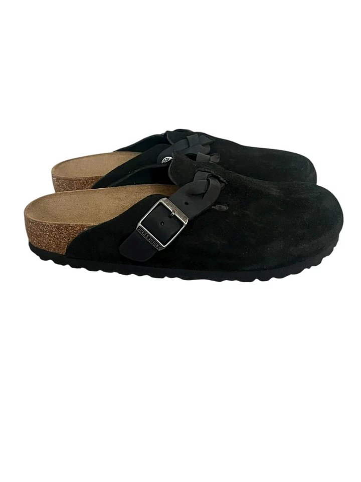 Birkenstock Boston Braided Women’s Size 6 Black Suede Soft Footbed Narrow Fit - Image 3 of 4