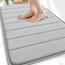 OLANLY Memory Foam Bath Mat 32x20, Super Soft Absorbent 32" X 20", Light Gray