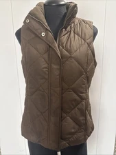 Eddie Bauer Sz S Brown EB700 Quilted Puffer Vest Full Zip Premium Goose Down
