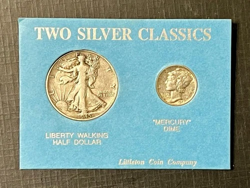 Two Silver Classics set – Walking Liberty Half Dollar & Mercury Dime 90% Silver