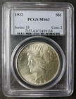 1922 $1 Peace Silver Dollar PCGS MS63