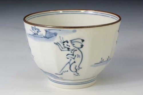 Kyo Kiyomizu yaki ware Yunomi Sencha Japanese Tea cup 5set Kozan-ji Chojyugiga - Picture 18 of 24